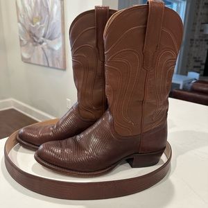 Men’s Tecovas Lizard Boots and matching belt Size 8.5 EE